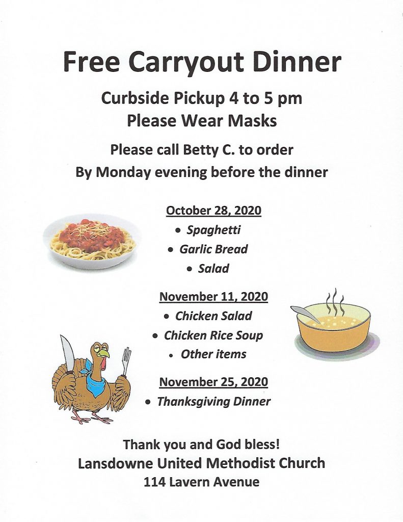 Free Carryout Dinner - Lansdowne UMC