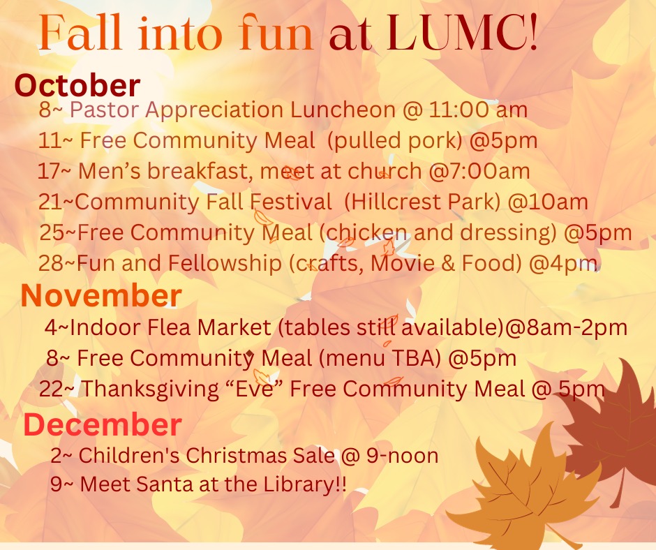Fall Events Lots to do! Lansdowne UMC